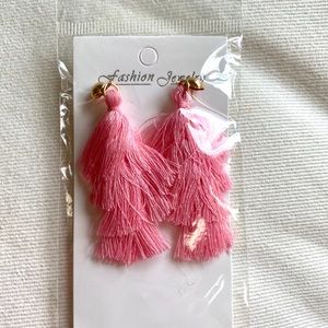 Pink tassel earrings